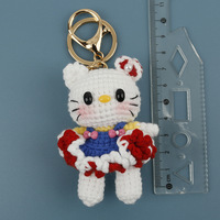 2026 Pendentif Chat Princesse Mignonne au Crochet, Mini Breloque Chat en Peluche, Porte-clés à Suspendre au Sac