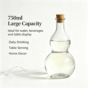 Bottiglia in Vetro Trasparente <span class=keywords><strong>a</strong></span> Forma di <span class=keywords><strong>Zucca</strong></span> da 750ml, Personalizzabile con Incisione, Superficie Satinata, per Fragranze, Profumi, Liquori, Confezione Regalo Artigianale con Tappo in Sughero - Product Image 2
