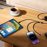 Câble de données Type-C trois-en-un haute vitesse 3,5 A à charge rapide, en nylon tressé, conception multifonctionnelle à trois têtes pour iOS