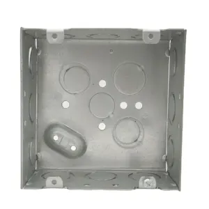4-11/16" Square 2-1/8" Deep Welded Galvanized Steel Metal Junction Electrical Junction Box With Raised Grounding Screw
