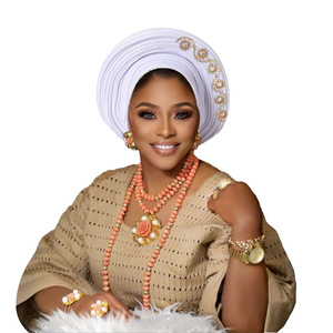 Sıcak satış düğün türban şapkalar bayanlar için afrika elmas Gele şapkalar müslüman kadın nijeryalı Bonnet başörtüsü - Product Image 2