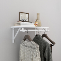 Support d'étagère mural en acier avec tringle à vêtements pour étagère de rangement murale Console d'étagère en métal pour étagère murale
