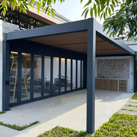 Pergola bioclimatique en aluminium imperméable avec système de toit à ouverture électrique Montage facile Rotation manuelle Coupe-vent pour jardin