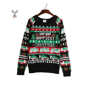 Anpassen Baumwolle Acryl Winter Jacquard Strickmuster Unisex Family Pullover Hässlichen Weihnachts pullover