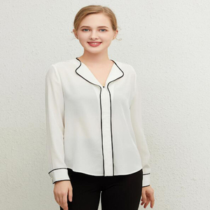 <span class=keywords><strong>Camicie</strong></span> di seta all'ingrosso 23mm camicia di seta crespa elasticizzata camicia moda donna con bordo borsa nera - Product Image 3