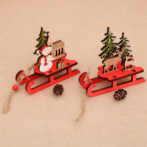 Nouvelle Décoration de Noël 2020 en Bois Coloré à Assembler, Traîneau Remorqué par des Rennes, Cadeau, Comprend une Pomme de Pin pour Noël - Product Image 4