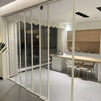 Porte coulissante de séparation en verre à cadre en aluminium, design moderne en L, à fermeture douce, télescopique, pour appartement de luxe, cave à vin, hôpital