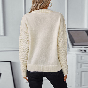 Women's <strong>Argyle</strong> Diamond Pattern Round Neck Oversized Pullover <strong>Sweater</strong> Preppy Knit Top - Product Image 3