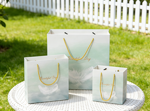 Fresh Gradient Feather <b>Paper</b> Gift Bag-Vietnam FSC Certified Luxury Packaging Factory - Product Image 3