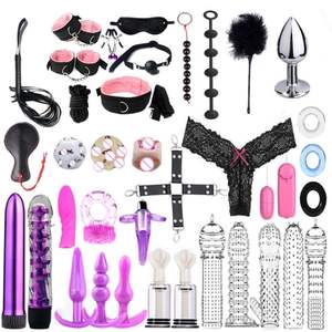 37 Stks/set Luxe Paar Cosplay Slave Seksspeeltjes Vibrators Handboeien Ring Anale Plug Chinese Bdsm Bondage Beperkingen Set - Product Image 2