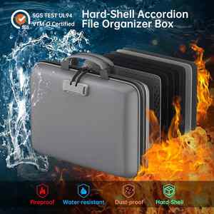Boîte de rangement portable ignifuge pour dossiers, valise ignifuge avec serrure pour dossiers, passeports et certificats - Product Image 6