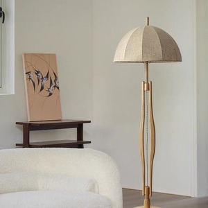Handmade Oak Semi-Circular Floor Lamp Three-Color Adjustable <b>Light</b> <b>Pull</b>-String Switch Wabi-Sabi Style Vintage Caramel Color for - Product Image 6