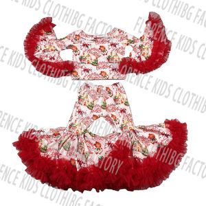 DH ODM Floral Luxury <strong>Christmas</strong> Toddler Girls Clothing Sets with Spandex/Polyester Knit Fabric Custom Logo - Product Image 6