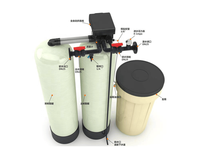 Système adoucisseur d'eau à double réservoir avec pompe, contrôle entièrement automatique, capacité de 500 L/heure pour un approvisionnement ininterrompu, garantie 1 an