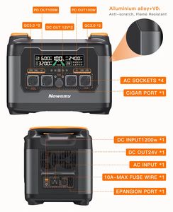 Newsmy 3000W centrale électrique Portable 3170.25Wh LMFP <span class=keywords><strong>batterie</strong></span> 1 heure Charge rapide AC 230V alimentation Mobile pour <span class=keywords><strong>Camping</strong></span> en plein air - Product Image 3