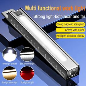 Lampe de poche de travail pliante à <span class=keywords><strong>LED</strong></span> avec aimant Lampe torche portable COB Lampe de poche rechargeable pour l'extérieur avec règle multifonctionnelle - Product Image 3