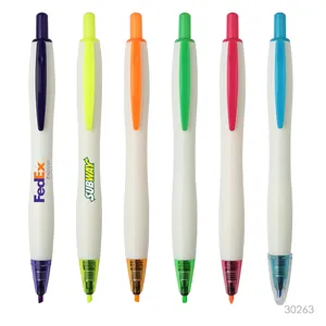 New Ballpoint Pen Retractable Plunger Action Highlighters Customized Highlighter Marker Pen