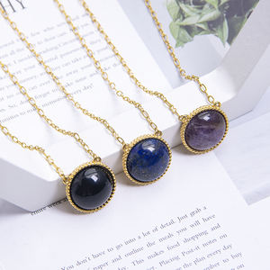 Cadena de acero inoxidable con colgante de piedra Natural, collar de oro de 18 quilates con diseño de ojo de Tigre y Aventurina verde - Product Image 6