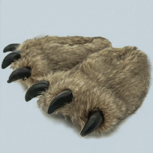 Chaussons en coton à longues fourrures en forme de pattes <span class=keywords><strong>d</strong></span>'<span class=keywords><strong>ours</strong></span>, unisexes, à semelle épaisse, à talon fermé, chauds pour l'hiver, pour la maison - Product Image 3