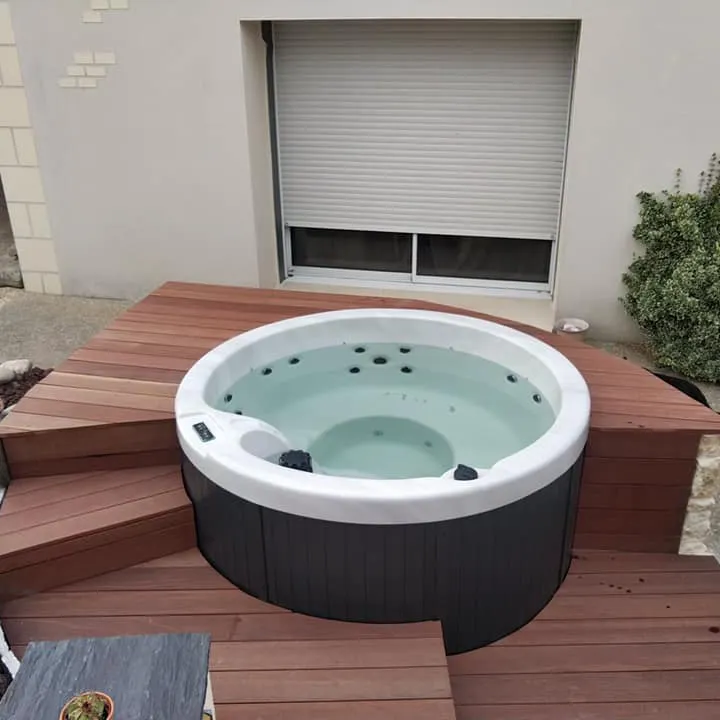 Jazucccci Joyonway diseño moderno acrílico blanco redondo Spa bañeras 5 personas hogar jardín Hotel bañera con sistema de control avanzado