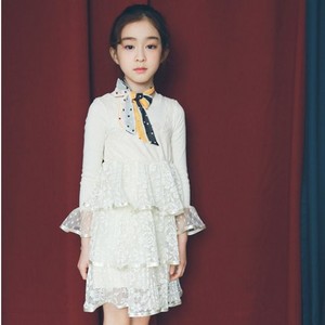 Nuevo Vestido Infantil de Tul con Encaje y Flores en Capas, Estilo Sexy y Elegante - Product Image 2