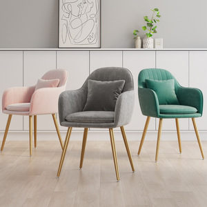 Juego de Sillas de Comedor Nórdicas, Diseño Moderno, Estructura de Hierro, Tela de Terciopelo, Sillas Ergonómicas de Descanso con Respaldo, Ecológicas y Duraderas para Salón - Product Image 3