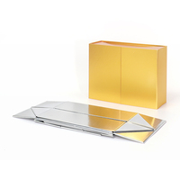 Boîte cadeau rigide pliable en or et argent sur mesure, emballage plat, double porte, fermeture magnétique
