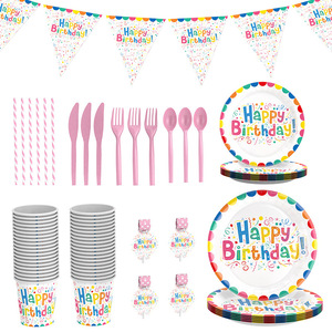 Service de vaisselle jetable pour fête d'anniversaire, 80-100 pièces, assiettes en papier, pour enfants - Product Image 1