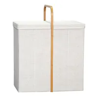 Material escolar e escritório, cesta de bambu dobrável para lavanderia, tecido oxford, com tampa