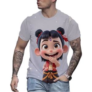 T-shirt <span class=keywords><strong>da</strong></span> uomo alla moda estiva <span class=keywords><strong>da</strong></span> uomo 3D Nezha demone bambino <span class=keywords><strong>mare</strong></span> Pattern ha ispirato il mio destino il mio destino manica corta ampia lavorata a maglia - Product Image 5