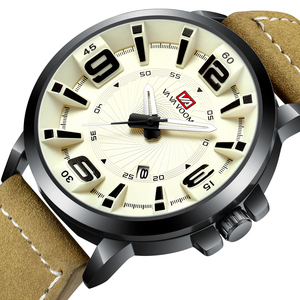 Montre de sport robuste pour hommes, chiffres lumineux, fenêtre de date, bracelet en cuir suédé - Product Image 6