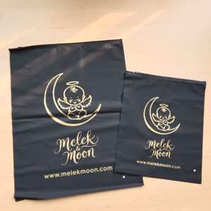 Bolsa de Plástico Transparente Personalizada con Cierre Ziplock para Ropa, Bolsa con Cierre Esmerilado y Logotipo Dorado - Product Image 1