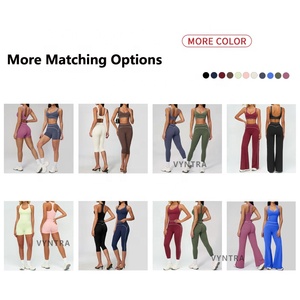 Set Sportivo da <span class=keywords><strong>Donna</strong></span> con Logo Personalizzato, Top Corto a Blocchi di Colore, Pantaloni Capri a Gamba Larga, Leggings per Allenamento, <span class=keywords><strong>Fitness</strong></span>, Yoga, Pilates - Product Image 5