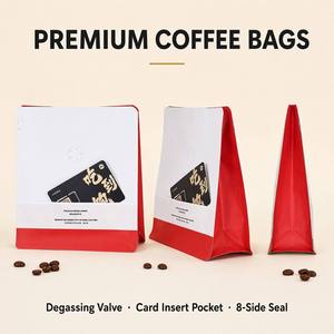 Bolsas <span class=keywords><strong>de</strong></span> <span class=keywords><strong>café</strong></span> con válvula, tipo stand-up, <span class=keywords><strong>de</strong></span> fondo plano, <span class=keywords><strong>de</strong></span> papel <span class=keywords><strong>de</strong></span> aluminio, resellables con cremallera, con bolsillo para tarjetas, para granos <span class=keywords><strong>de</strong></span> <span class=keywords><strong>café</strong></span>, logotipo personalizado, a granel - Product Image 1