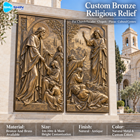Sculpture murale religieuse en bronze, relief, moulage à la cire perdue, art métallique biblique personnalisé pour façade d'église, chapelle, place, centre culturel