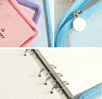 Carnet de notes A5 mignon Kawaii en PVC, couverture à feuilles mobiles, grille vierge, Agenda hebdomadaire personnalisé, Agenda en spirale