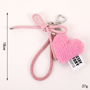 จี้ห้อยกระเป๋าหนังรูปหัวใจประดับโบว์ขนปุยแฟชั่น พร้อมเชือกห้อย DIY - Product Image 3