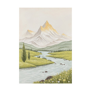Pintura al óleo pintada a mano, arte de paisaje, decoración minimalista moderna 100% hecha a mano para sala de estar, entrada, baño, arte de pared - Product Image 5