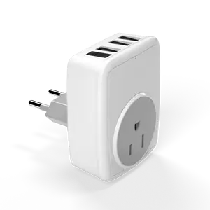Factory Direct EURO to US Wall Socket 3 USB + Type C Fast Charge Travel Adapter Plug
