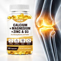 Complément alimentaire en gélules molles de calcium, magnésium, zinc et vitamine D3, marque privée OEM, pour des os solides