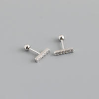Boucles d'oreilles fines en zircon cubique vertical exquis en argent 925 plaqué or 18 carats pour femmes