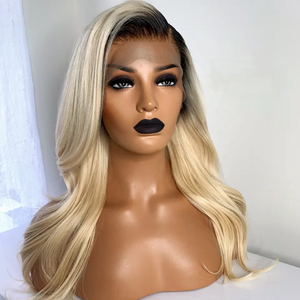 1B Roots 613 Ombre Blond Couleur Brésilienne Vierge Cheveux Humains <span class=keywords><strong>Suisse</strong></span> HD Dentelle Frontale Perruques Vague de Corps pour les Femmes - Product Image 2