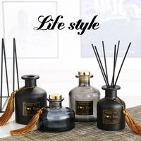 200 ml 200 ml bouteille vide de luxe ronde rouge diffuseur de parfum en verre avec couvercles vente en gros