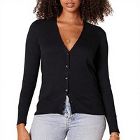 Cardigan fin pour femme à col en V avec détails boutonnés (personnalisable)