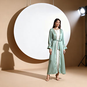 Vestido Abaya Elegante de Poliéster con Encaje de Alta Calidad para Mujeres Musulmanas, Proveedor Mayorista Personalizado - Product Image 1