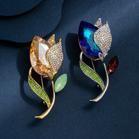 XILIANGFEIZI Broche en cristal tulipe de haute qualité, design de niche, accessoire de vêtement et de bijouterie, vente en gros
