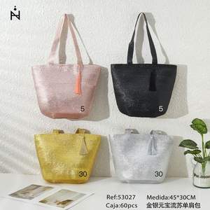 Bolsos de Hombro con Borlas y Diseño de Lingotes de Oro y Plata 45x30CM - Bolso Promocional - Product Image 1