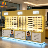 Présentoir de lunettes de soleil personnalisé en gros avec logo, éclairage LED et verrouillage pour vitrines d'opticiens