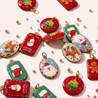 Pendentifs en résine UV de Noël en acier inoxydable, motifs mignons de Père Noël, bonhomme de neige, renne, accessoires de décoration à suspendre DIY, Dongguan