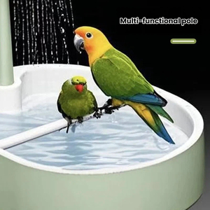 Bain automatique pour <span class=keywords><strong>oiseaux</strong></span> Parrot, douche de pluie pour cage, pompe silencieuse à débit réglable, bain profond/peu profond avec perchoir pour petits <span class=keywords><strong>oiseaux</strong></span> - Product Image 4